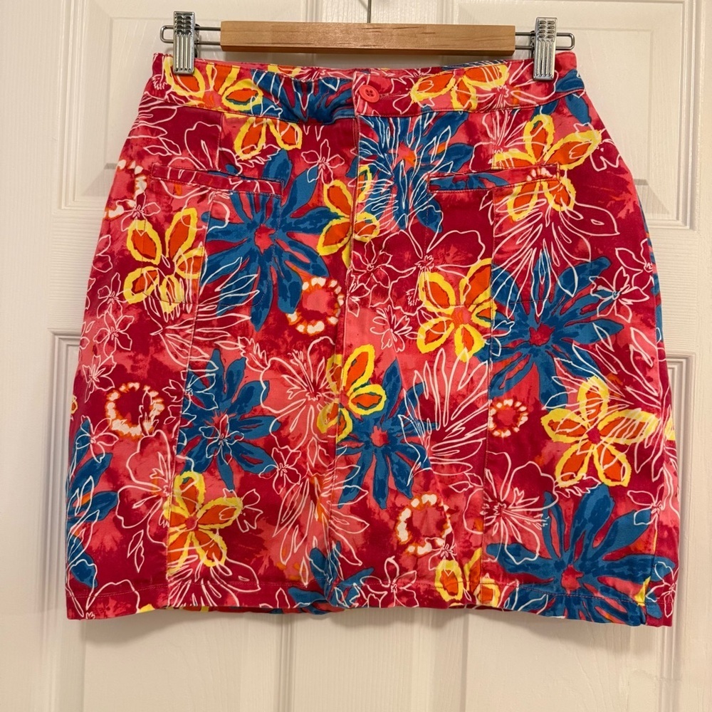 Like New Vintage Bill Blass Tropical Floral Print Stretch Skort